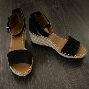 Franco Sarto Black Espadrille Wedge Sandals